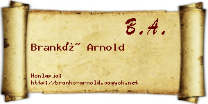 Brankó Arnold névjegykártya